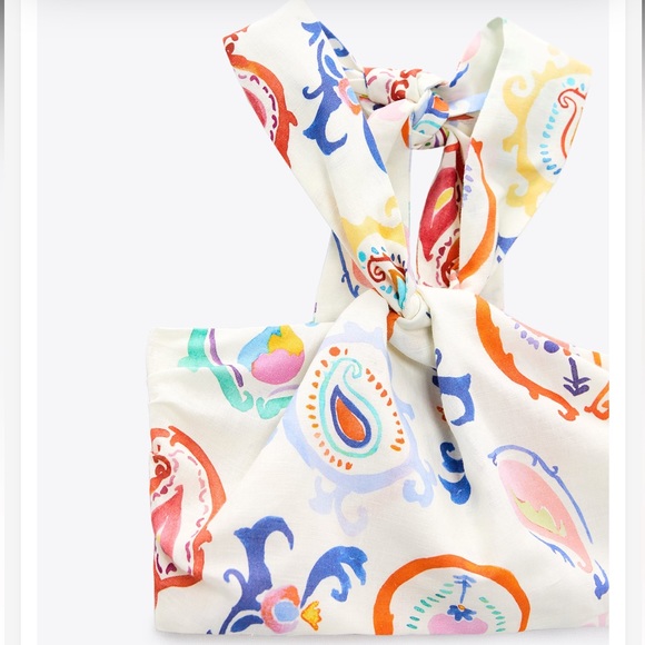 Zara Paisley Halter Tie Crop Top - Picture 5 of 8